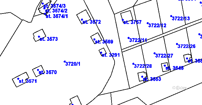 Parcela st. 3291 v KÚ Otrokovice, Katastrální mapa
