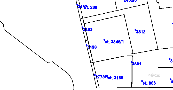 Parcela st. 3498 v KÚ Otrokovice, Katastrální mapa