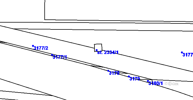 Parcela st. 2334/1 v KÚ Otrokovice, Katastrální mapa