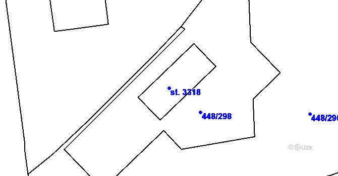 Parcela st. 3318 v KÚ Otrokovice, Katastrální mapa