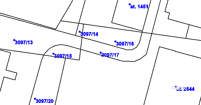 Parcela st. 3097/17 v KÚ Otrokovice, Katastrální mapa