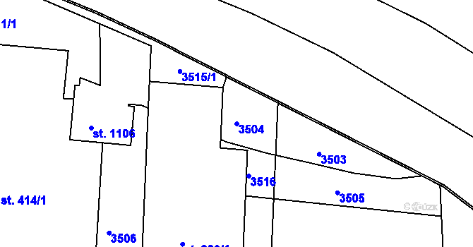 Parcela st. 3504 v KÚ Otrokovice, Katastrální mapa