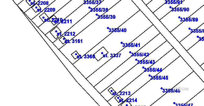 Parcela st. 3337 v KÚ Otrokovice, Katastrální mapa