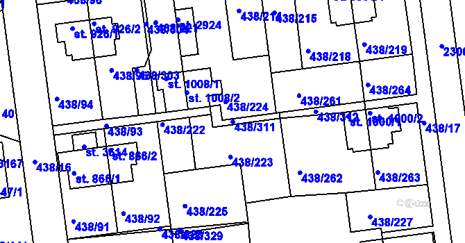 Parcela st. 438/311 v KÚ Otrokovice, Katastrální mapa
