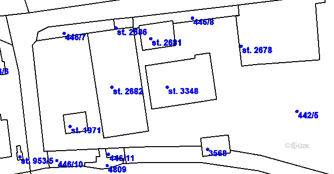 Parcela st. 3348 v KÚ Otrokovice, Katastrální mapa