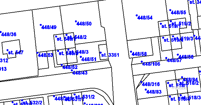 Parcela st. 3351 v KÚ Otrokovice, Katastrální mapa