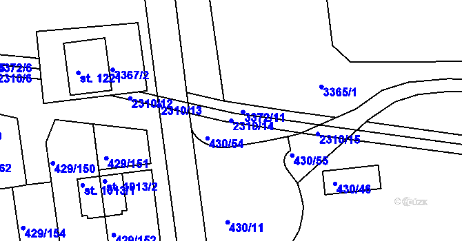 Parcela st. 2310/14 v KÚ Otrokovice, Katastrální mapa