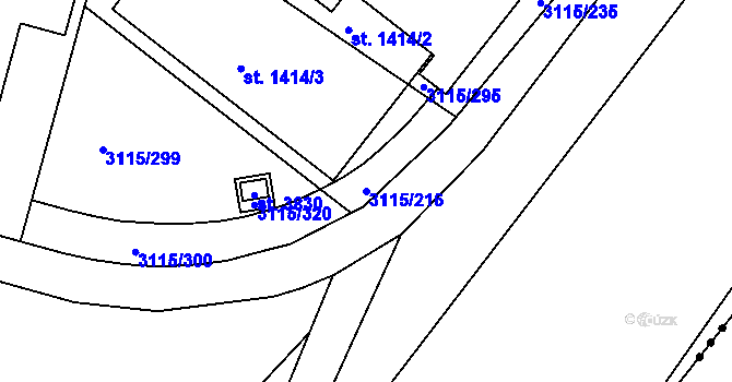 Parcela st. 3115/216 v KÚ Otrokovice, Katastrální mapa