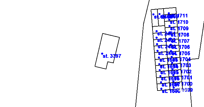 Parcela st. 3397 v KÚ Otrokovice, Katastrální mapa