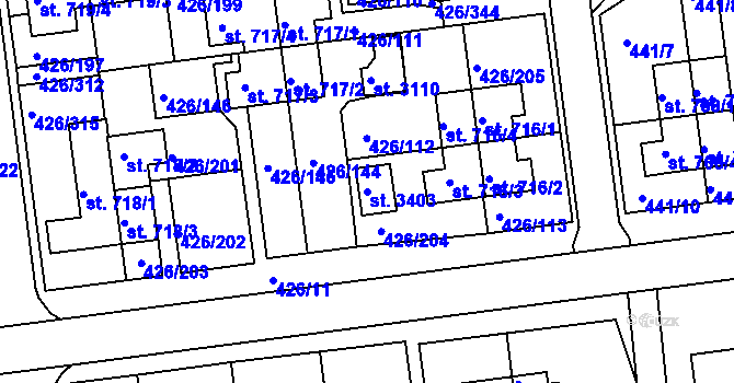 Parcela st. 3403 v KÚ Otrokovice, Katastrální mapa