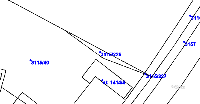 Parcela st. 3115/226 v KÚ Otrokovice, Katastrální mapa