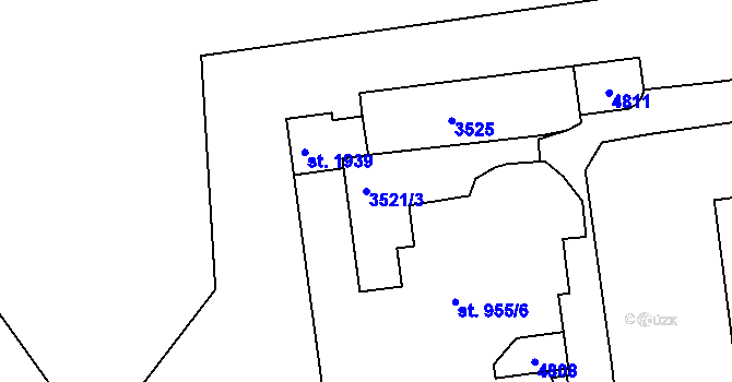 Parcela st. 3521/3 v KÚ Otrokovice, Katastrální mapa