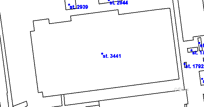 Parcela st. 3441 v KÚ Otrokovice, Katastrální mapa