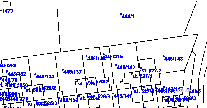 Parcela st. 448/315 v KÚ Otrokovice, Katastrální mapa