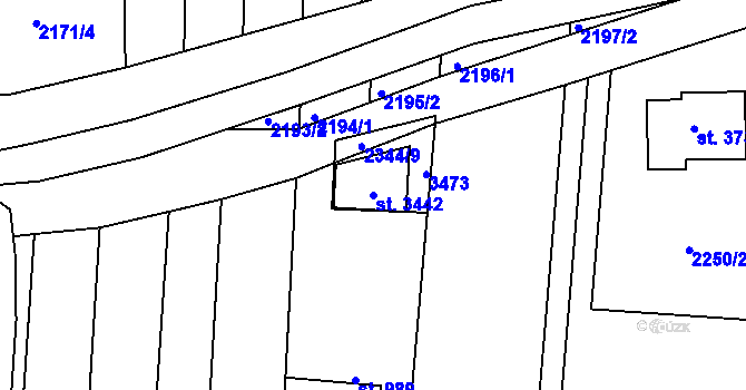 Parcela st. 3442 v KÚ Otrokovice, Katastrální mapa