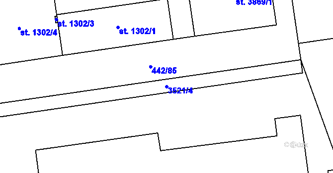 Parcela st. 3521/4 v KÚ Otrokovice, Katastrální mapa