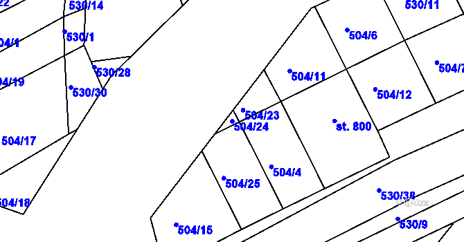 Parcela st. 504/24 v KÚ Otrokovice, Katastrální mapa