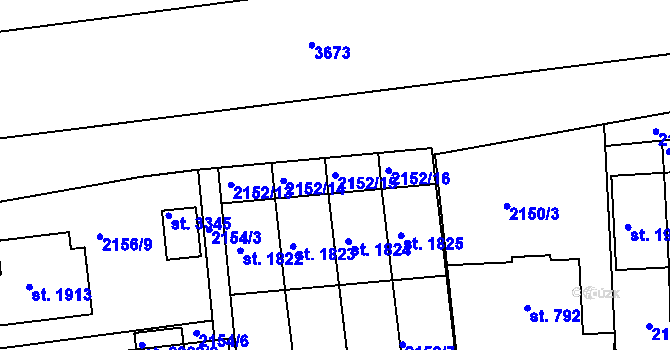 Parcela st. 2152/15 v KÚ Otrokovice, Katastrální mapa