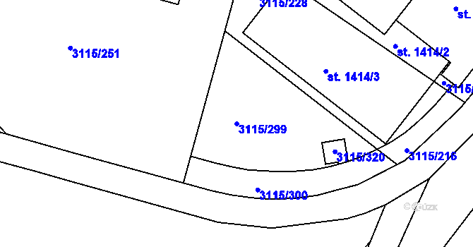Parcela st. 3115/299 v KÚ Otrokovice, Katastrální mapa