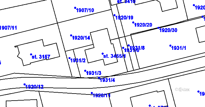 Parcela st. 3455/1 v KÚ Otrokovice, Katastrální mapa