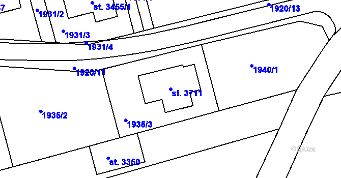 Parcela st. 3711 v KÚ Otrokovice, Katastrální mapa