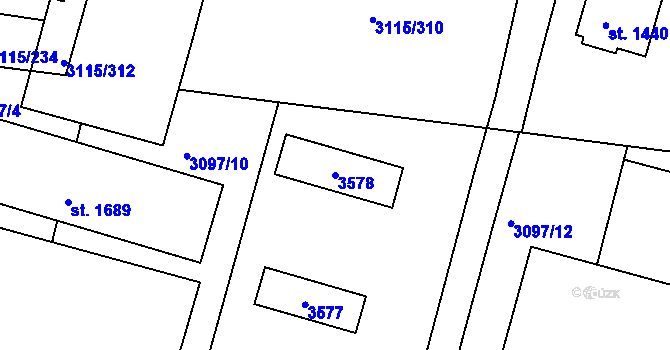 Parcela st. 3578 v KÚ Otrokovice, Katastrální mapa