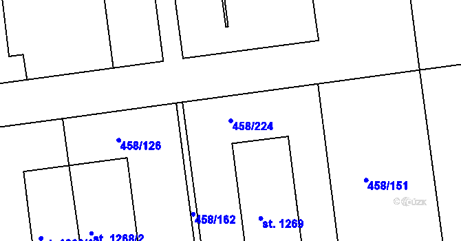 Parcela st. 458/224 v KÚ Otrokovice, Katastrální mapa