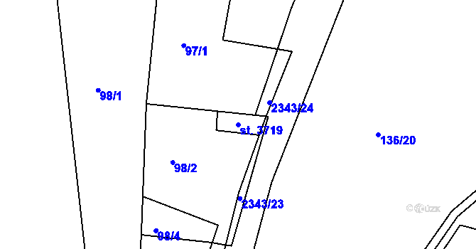 Parcela st. 3719 v KÚ Otrokovice, Katastrální mapa