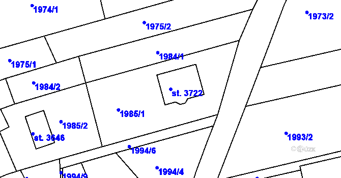 Parcela st. 3722 v KÚ Otrokovice, Katastrální mapa