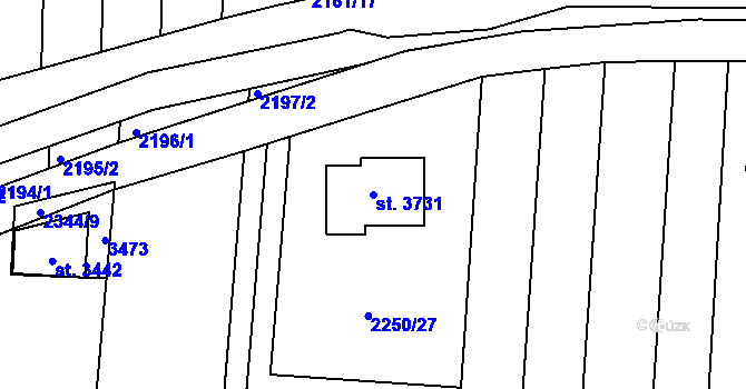 Parcela st. 3731 v KÚ Otrokovice, Katastrální mapa