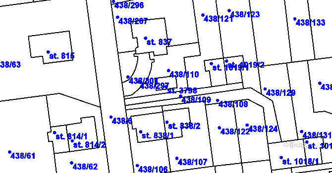 Parcela st. 3798 v KÚ Otrokovice, Katastrální mapa