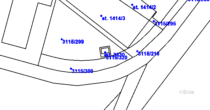 Parcela st. 3115/320 v KÚ Otrokovice, Katastrální mapa
