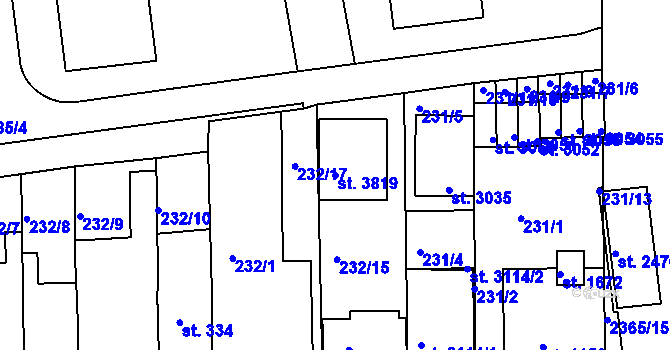 Parcela st. 3819 v KÚ Otrokovice, Katastrální mapa