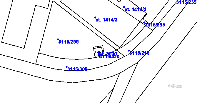 Parcela st. 3830 v KÚ Otrokovice, Katastrální mapa
