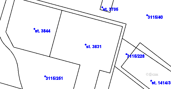 Parcela st. 3831 v KÚ Otrokovice, Katastrální mapa
