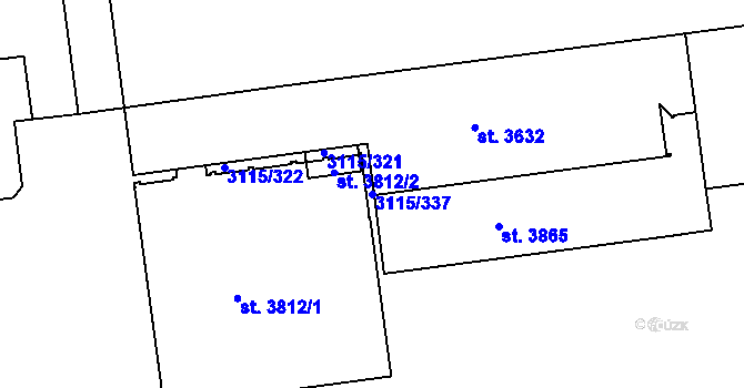 Parcela st. 3115/337 v KÚ Otrokovice, Katastrální mapa