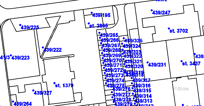 Parcela st. 439/269 v KÚ Otrokovice, Katastrální mapa