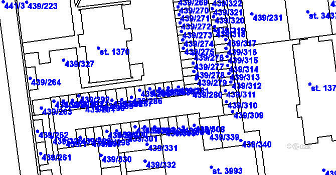 Parcela st. 439/282 v KÚ Otrokovice, Katastrální mapa