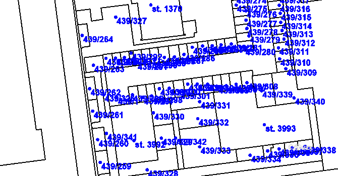 Parcela st. 439/300 v KÚ Otrokovice, Katastrální mapa
