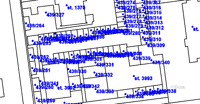 Parcela st. 439/304 v KÚ Otrokovice, Katastrální mapa