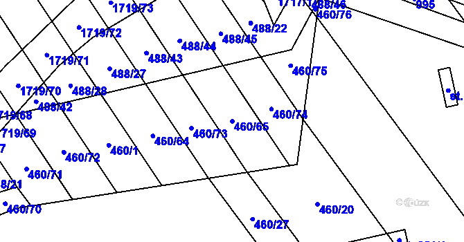 Parcela st. 460/65 v KÚ Kvítkovice u Otrokovic, Katastrální mapa