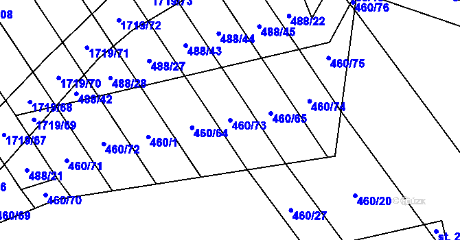 Parcela st. 460/73 v KÚ Kvítkovice u Otrokovic, Katastrální mapa
