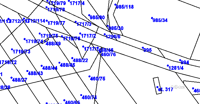 Parcela st. 460/76 v KÚ Kvítkovice u Otrokovic, Katastrální mapa