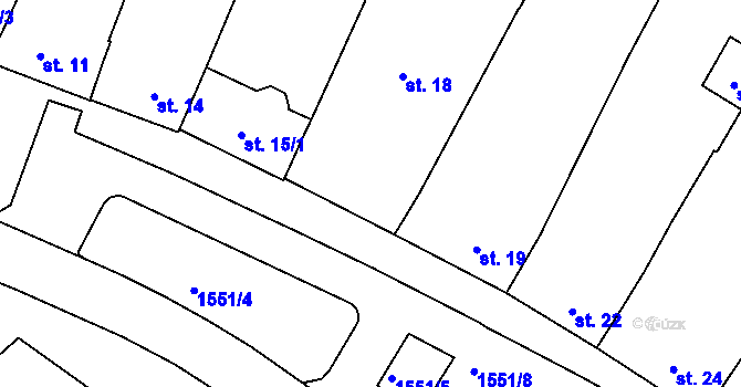 Parcela st. 18 v KÚ Kvítkovice u Otrokovic, Katastrální mapa
