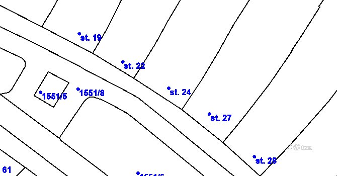 Parcela st. 24 v KÚ Kvítkovice u Otrokovic, Katastrální mapa