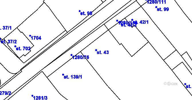 Parcela st. 43 v KÚ Kvítkovice u Otrokovic, Katastrální mapa