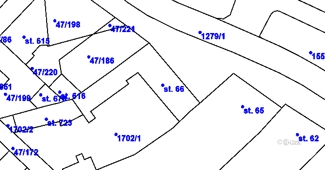 Parcela st. 66 v KÚ Kvítkovice u Otrokovic, Katastrální mapa