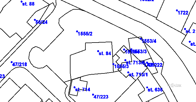 Parcela st. 84 v KÚ Kvítkovice u Otrokovic, Katastrální mapa