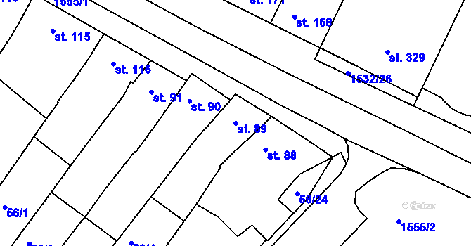 Parcela st. 89 v KÚ Kvítkovice u Otrokovic, Katastrální mapa