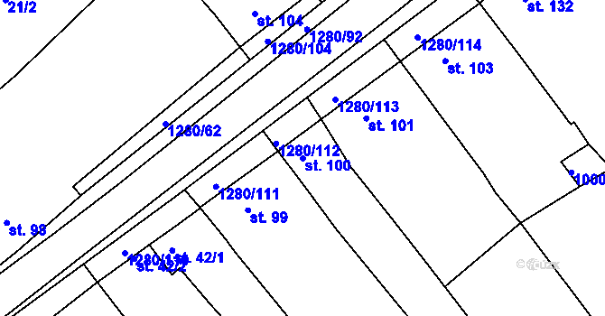 Parcela st. 100 v KÚ Kvítkovice u Otrokovic, Katastrální mapa